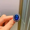 Cluster Rings Spring Qiaoer 12 16mm Lab Ruby Sapphire White Gold Color for Women Dazzling Elegant Wedding Engagement Banquet Jewelry