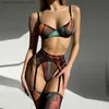 Sexy set Ellolace tie-dye-lingerie met kous Sle Sexy fancy ondergoed 5-delig ongecensureerd intiem doorzichtig gaas sensuele outfits L231129