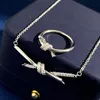 Pendant Necklace 18K Gold Plated Inlaid Zircon Knot Cross Chain Letter wedding Gift factory wholesale With Free dust bag
