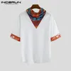 Herr t-skjortor incerun man sköldpadda hals t-shirt sommar dashiki kort ärm tee topps casual svart streetwear blus mens tryckt s-3xl