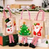 Confezione regalo Borsa natalizia in tessuto di cartone animato con gamba carina XmasTree Babbo Natale Pupazzo di neve Ornamento Borse da imballaggio Navidad S