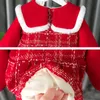 Kız Elbiseleri Kızlar Sonbahar/Kış elbisesi çocuklar artı kadife kalınlaşan prenses elbise karikatür ayı bebek kıyafetleri çocuklar Noel kıyafetleri 231129