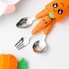 Cups Dishes Utensils Baby Tableware Kids Cutlery Set Utensil Stainless Steel Toddler Children Dinnerware Cartoon Infant Food Feeding Spoon Fork Set P230314