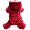 Dog Apparel Pet Faux Fur Warm Jumpsuit Coat Cherry Design Winter Clothes Puppy Jacket 6 Color 231128