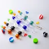 Headshop214 NC080 Glass Water Bongs Smoking Pipes 10mmセラミッククォーツネイルクリップカラフルなカラバッシュスタイル約7.79インチダブリグバブラーパイプボンスムースエアフロー