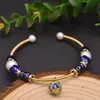 Bangle Handmade Cloisonne Temperament Women Bracelets Bangles Natural Fresh Pearl Charm Flower Bracelet Femme Jewellery AccessoriesBangle