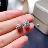 스터드 이어링 스퀘어 2ct 다이아몬드 이어링 리얼 925 스털링 실버 쥬얼리 Moissanite 약혼 여성 Men3009