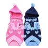 Dog Apparel Cat Sweater Hoodie Hearts Patterns Jumper Pet Puppy Coat et Warm Clothes for Chihuahua Yorkie Poodlevaiduryd