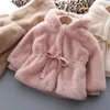 Down Coat 2023 Girls Kids Winter Fake Fur Soft Velvet Thickening Warm Hooded Coats Cute Belt Overcoats Children Clothing 08T 231128