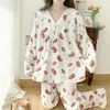 Womens Sleepwear pajama set winter warm flannel thick long sleeved plus size M5XL 231129