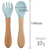 Cups Derees Uitrusting Tyry.Hu 2pcs Baby Bamboo Fork Silicone Houten Baby Voeding Lepel Toddlers Infant Voeding Accessoires Biologische BPA Gratis voedsel Grade P230314