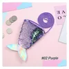 Purse Kids Purses Girls Love Mermaid Sequins Zipper Coin Purse With Lanyard Beautif Fish Shape Tail Pouch Bag Mini Drop Delivery Baby, Dh918