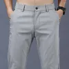 Pantaloni da uomo Primavera Estate 2023 Uomo Stretch Coreano Casual Slim Fit Elastico in vita Business Pantaloni classici Uomo Nero Grigio Verde chiaro