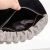 Shoulder Bags Rhinestones Fold Handle Velvet Handbag Women 2023 New Luxury Soft Square Clutch Female Chic Designer Purses High Quality 230426