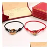 Pulseras con dijes 23Ss Moda de acero inoxidable Trinity Ring Pulsera de cuerda Tres anillos Correa de mano Pareja para mujeres y hombres Jelry Famo Dhpjw