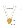 Pendant Necklaces Minimalist 18K Gold Plated Leaf Texture Necklace Not Fade Waterproof Stainless Steel Clavicle Choer Jewelry For Women