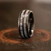 Anillo de acero de titanio negro de 8mm a la moda para hombres y mujeres, anillos de boda con cuernos de alce y bosque natural, Band280A de boda para hombres