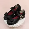 Sapatos de vestido Lolita Bow Zapatos Mujer Japão Estilo Kawaii para Mulheres Boca Rasa Salto Alto Fora Fivela Tacones Chaussure Femme