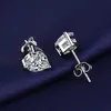 Ear Cuff Heart Earrings D Color VVS1 Lab Diamond Platinum Plated Sterling Silver Stud Earring Women Fine Jewelry 231129