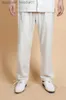 Men's Pants White Chinese Cotton Linen Pant Men Kung Fu Wu Shu Trousers Loose Casual Tai Chi Pants Size S M L XL XXL XXXL MP001 L231129