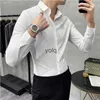 Men's Casual Shirts Men Turn-Down Collar Shirt Long Sleeve Slim Fit Button Down Wedding Dress White Gray 5XL 6XL 7XLyolq