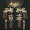 Fermagli per capelli vintage cinese Xiuhe Accessorie per le donne da sposa perle da sposa fascia in cristallo copricapo foglie da sposa