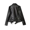 Veste de moto en cuir pour femmes, Faux cuir ZVRI classique noir printemps et automne, ceinture à épaulettes détachables, 231129