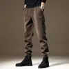 Men's Pants Winter Fashion Elastic Waist Sweatpants Man High Street Casual Loose Contrast Color Pockets Korean Style All-match Trousers 231129