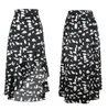 Skirts Long Womens High Waist White Leopard Floral Ruffle Midi Clothes Summer Casual Ladies Black Asymmetrical Slit Zipper Skirt