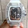 Designer Ri mliles Luxury watchs Mechanical cool Wrist watches Factory rm055 Wine barrel leisure business crystal case white glue band 2023 Style