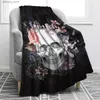 Electric Blanket Sugar Skull Blanket for Halloween Skull Rose Design Skeleton Smooth Soft Black Print Throw Blanket Gifts Sofa Chair Bed Office Q231130