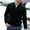 Men's Sweaters Mens 1/4 Zip-up Pullover Sweatshirt V Neck Jacket Hooded Warm Thicken Sweater