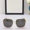 2023 Damen Herren hochwertige Mode Sonnenbrillen Gold Metallkette Rahmen graue quadratische Polygonbrille mit Box erhältlich