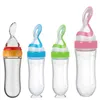 Cups Dishes Utensils Baby Squeezing Feeding Bottle Spoon Silicone Newborn Baby Training Rice Spoon Infant Cereal Food Supplement Feeder Tableware P230314