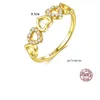 S925 anello in argento sterling 3a zirconia heart brand anello placcato anello d'oro 18k anello di moda europeo anello di matrimonio anello per feste di matrimonio gioielli di San Valentino per la mamma regalo SPC