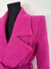Damenanzüge Blazer Französischer kleiner duftender Tweed-Blazermantel für Frauen Herbst Winter koreanische OL-Modeoberbekleidung mit einem Gürtel lang 231129