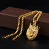 Micro Lion King Crown Pendant Necklace 5mm 70cm Cuba Chain Necklace Gold Plated Stainless Steel Mens Hip Hop Jewelry305K