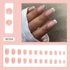 Falso unhas 24pcs Manicure Pressione em nials falsos gradiente rosa francês Long Square Blue Silver Glitter
