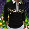 Men's T Shirts Fashion Christmas Polo Collar Long Sleeve Shirt Autumn Leisure Oversized