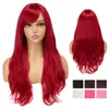 Synthetic Wigs Wig Pink Women's Slanted Bangs Long Curly Hair Synthetic Fiber Wig Set Natural Wigs