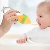 Koppar rätter redskap 4pc/set barnmat matning sked juice extraktor pacifier kopp molar baby matning flaska silikon gummi frukt grönsaksbett äter au p230314