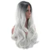 Synthetic Wigs Fashion Animation Wig Color Highlights Black Gray Gradient Harajuku Wig Cos Female Long Curly Hair