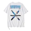 Men's T-shirts Off Offs Brand White Yellow Warning Strip Printing Student Couple Loose Short Sleeve T-shirt Fashion Printed Letter the Back Sopk