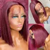 Synthetic Wigs Front Lace Bob Wig Women's Short Hair Bobo Wine Red Lace Bob Wig Set