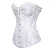 Bustiers korsetten witte spiraal staal boned korset vintage kanten trim en taille trainer slanke clubkleding sexy lingerie s-6x