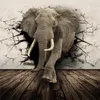 Bakgrunder Anpassad storlek 3D Trasig vägg Elefant noshörning Po Mural Paper for Kids Bedroom vardagsrum Dekor Icke-vävd WALLPAPE2816