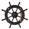 Mediterranean Style Fashion Ship Wooden Boat Beach VINTAGE Wood Steering Wheel Nautical Fishing Net Home Wall Decor Gifts 2012123085