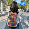 School Bags Fashion Backpack For Women Winter Lamb Wool Plaid Teenager Girls Book Female 231128