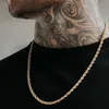 Großhandel 18k Gold dünne Seilkette Halskette gedrehtes Seil Gold versilbert Kette Edelstahl Halskette für Damen Herren