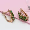 Dangle Earrings 585 Purple Gold Classic Inlaid Emerald For Women 14K Rose Plated Fresh Light Luxury Party Wedding Jewelry